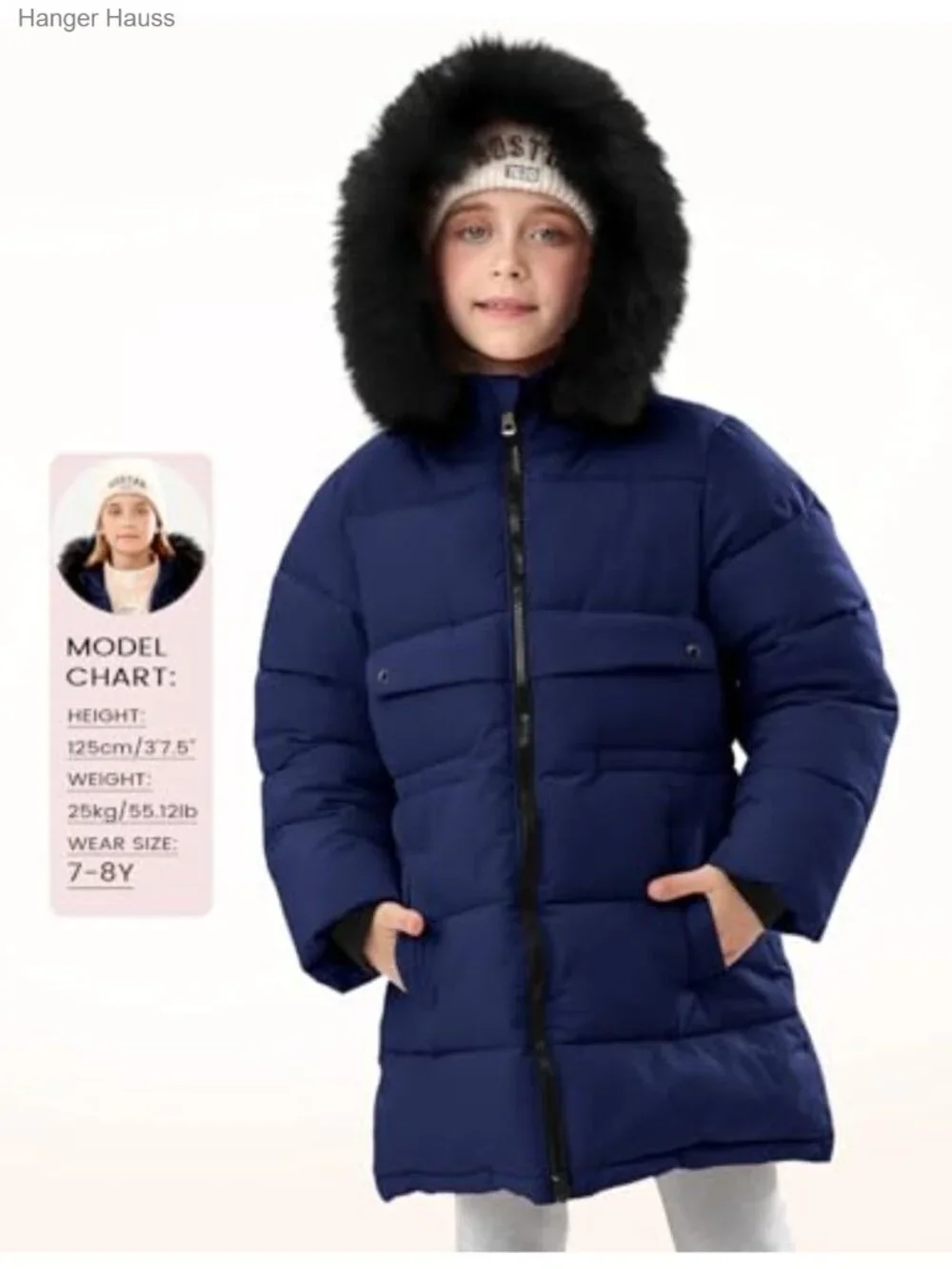 Kids Winter Long Puffer Jacket Waterproof Quilted Coat Hooded Parka